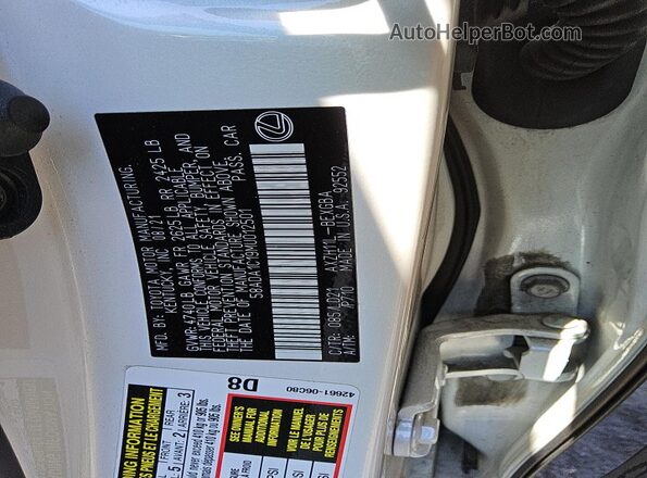 58ADA1C19MU012501 2021 LEXUS ES White Engine compartment view