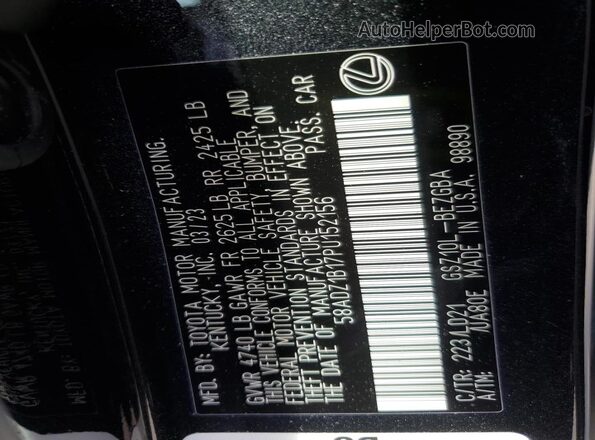 58ADZ1B17PU152156 2023 LEXUS ES Black 