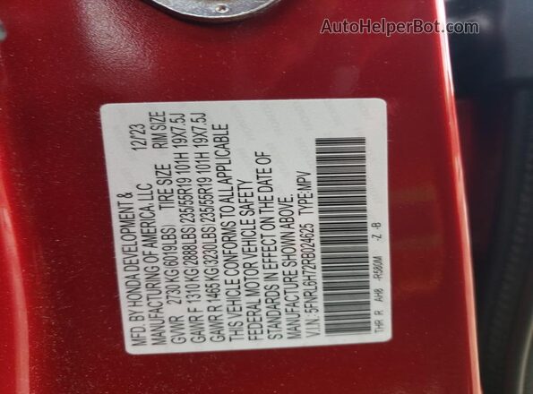 5FNRL6H72RB024625 2024 HONDA ODYSSEY Red Widok wnętrza 360 stopni