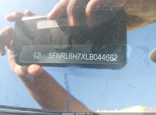5FNRL6H7XLB044662 2020 HONDA ODYSSEY Gray Вид підкапотного простору