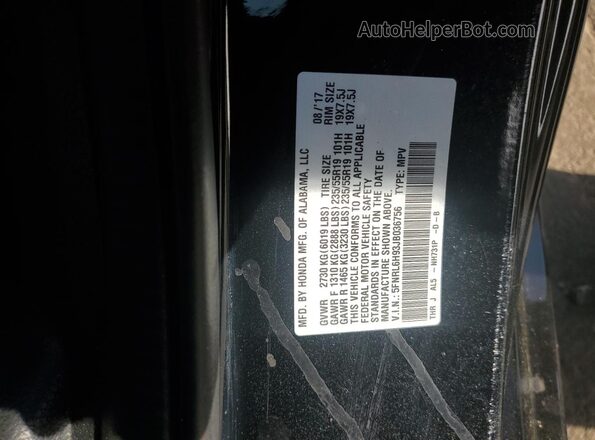 5FNRL6H93JB036756 2018 HONDA ODYSSEY Black 