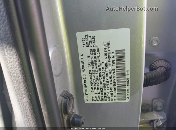 5FNYF5H24MB018660 2021 HONDA PILOT Gray Widok komory silnika