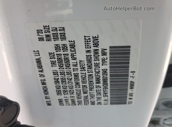 5FNYF6H38MB013945 2021 HONDA PILOT White 360 interior view