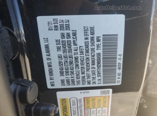 5FNYF7H92MB004586 2021 HONDA PASSPORT Black Vista del compartimento del motor