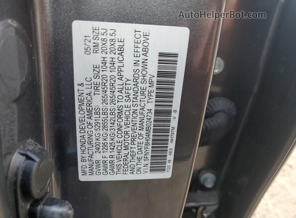 5FNYF8H04MB024734 2021 HONDA PASSPORT Серый 