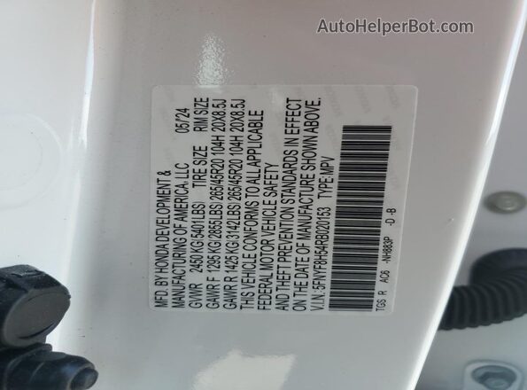 5FNYF8H54RB020153 2024 HONDA PASSPORT White Widok komory silnika