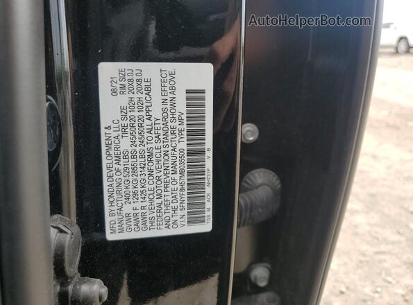 5FNYF8H57MB035500 2021 HONDA PASSPORT Black VIN კოდის სტიკერის ხედი