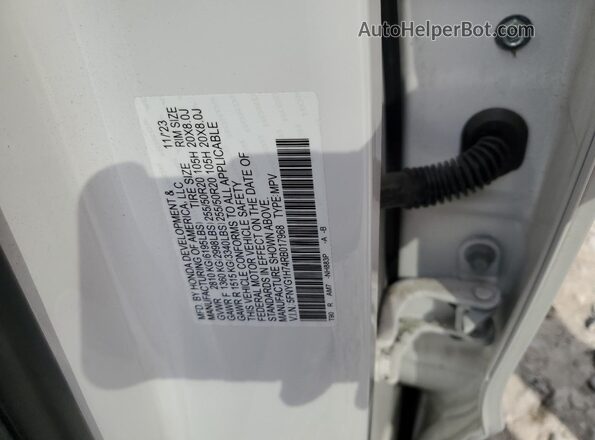 5FNYG1H74RB017968 2024 HONDA PILOT White VIN կոդի պիտակի տեսք