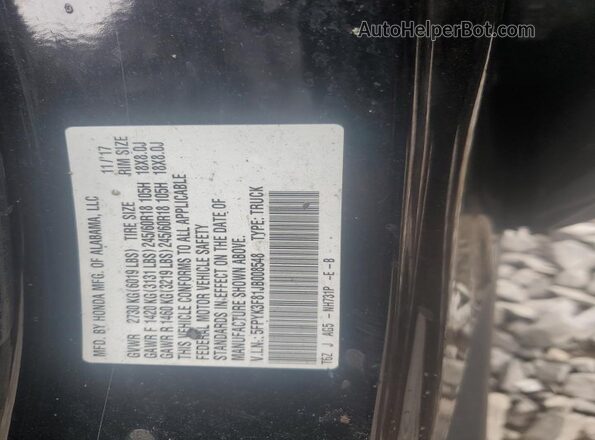 5FPYK3F81JB008548 2018 HONDA RIDGELINE Black 