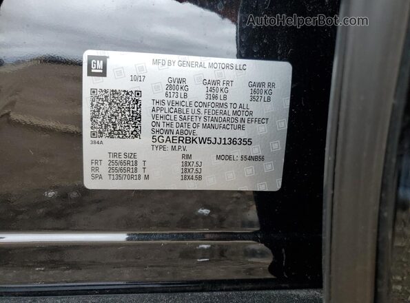 5GAERBKW5JJ136355 2018 BUICK ENCLAVE Черный 