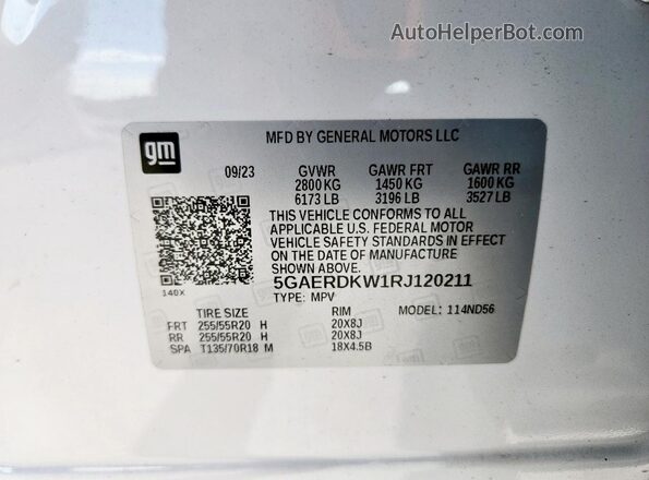 5GAERDKW1RJ120211 2024 BUICK ENCLAVE White 