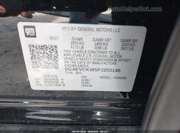 5GAEVCKW5PJ255145 2023 BUICK ENCLAVE Black 