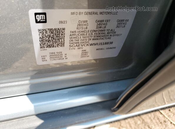 5GAEVCKW5RJ118838 2024 BUICK ENCLAVE Silver VIN sticker view