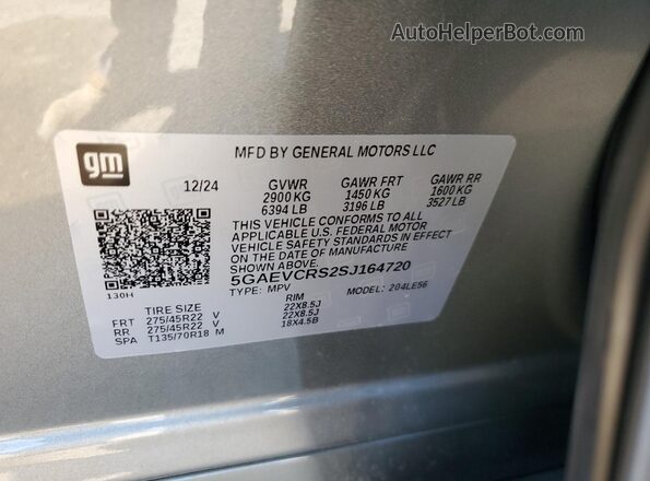 5GAEVCRS2SJ164720 2025 BUICK ENCLAVE Gray VIN sticker view
