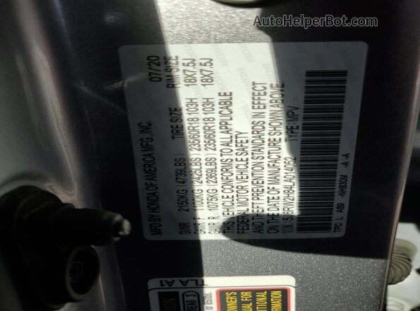 5J6RW2H84LA014052 2020 HONDA CR-V Silver Շարժիչի բաժամունքի տեսք