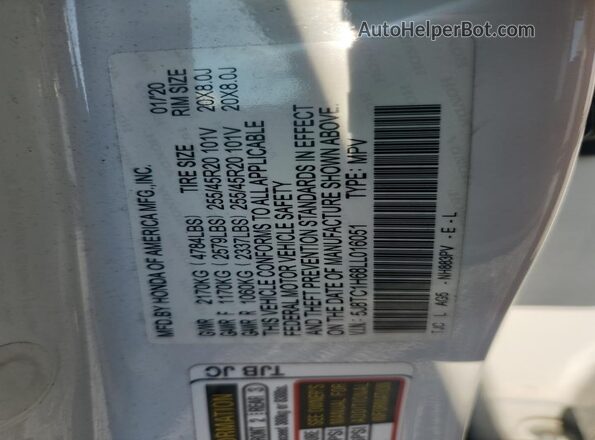 5J8TC1H68LL016051 2020 ACURA RDX Белый 