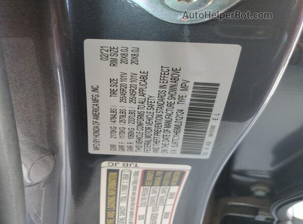 5J8TC1H69ML012124 2021 ACURA RDX Black Вид наклейки з VIN-кодом