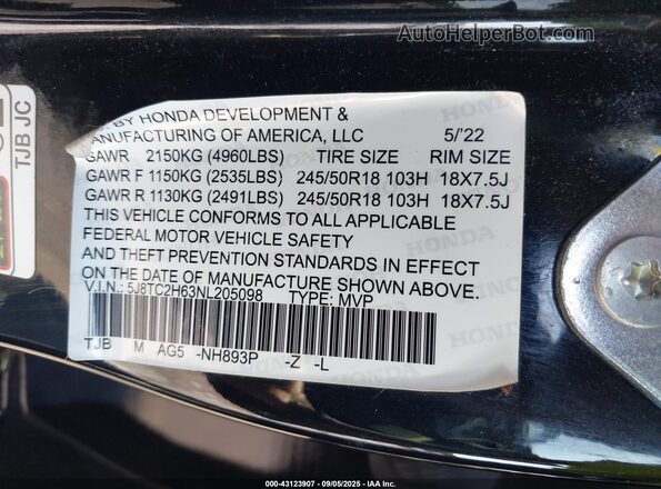 5J8TC2H64ML020296 2021 ACURA RDX Black 