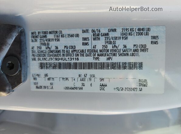 5LMCJ3C90HUL13116 2017 LINCOLN MKC White 