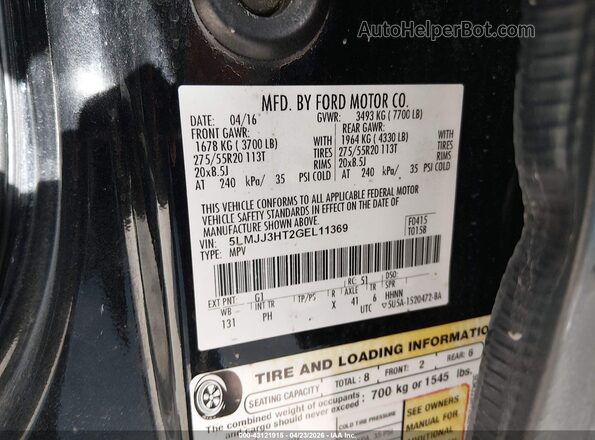 5LMJJ3HT2GEL11369 2016 LINCOLN NAVIGATOR L Black Вид підкапотного простору