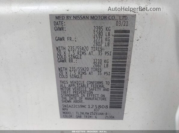 5N1AZ2CS9MC125808 2021 NISSAN MURANO White 