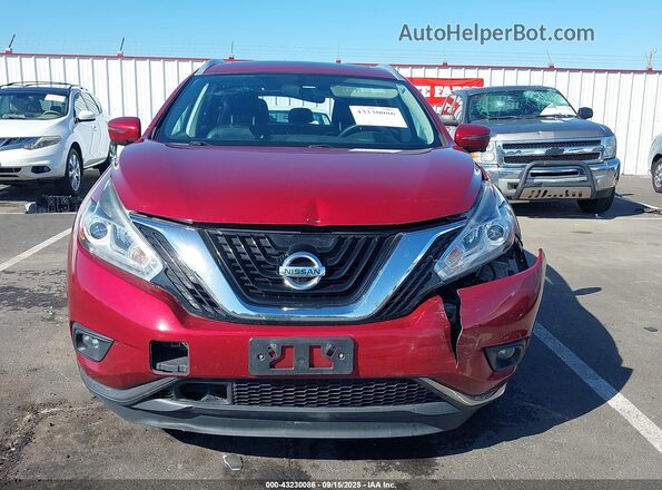 5N1CZ2MH2GN149954 2016 NISSAN MURANO HYBRID Red Вид щитка приладів