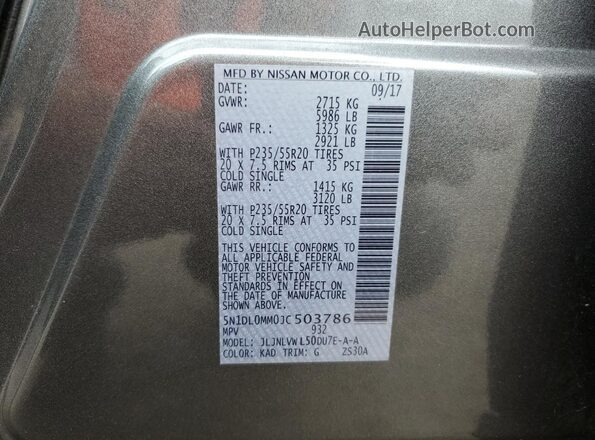 5N1DL0MM0JC503786 2018 INFINITI QX60 Gray 