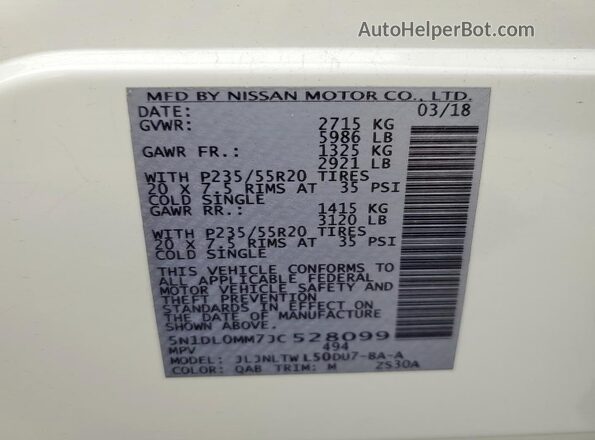 5N1DL0MM7JC528099 2018 INFINITI QX60 White 