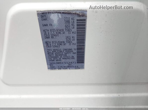 5N1DL0MM9JC512471 2018 INFINITI QX60 White 