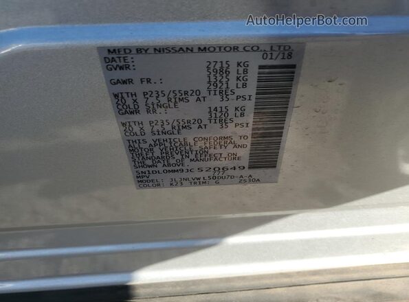 5N1DL0MM9JC520649 2018 INFINITI QX60 Silver 
