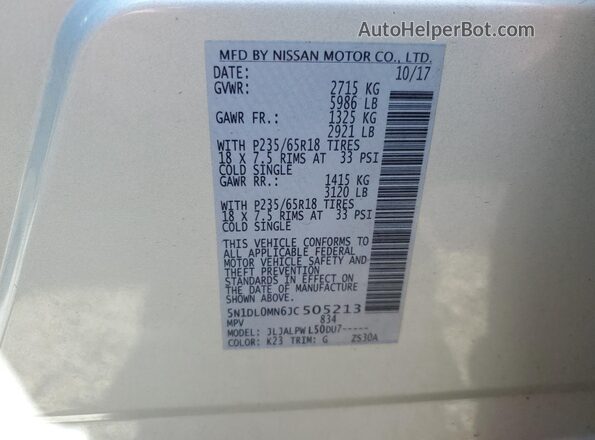 5N1DL0MN6JC505213 2018 INFINITI QX60 Silver 