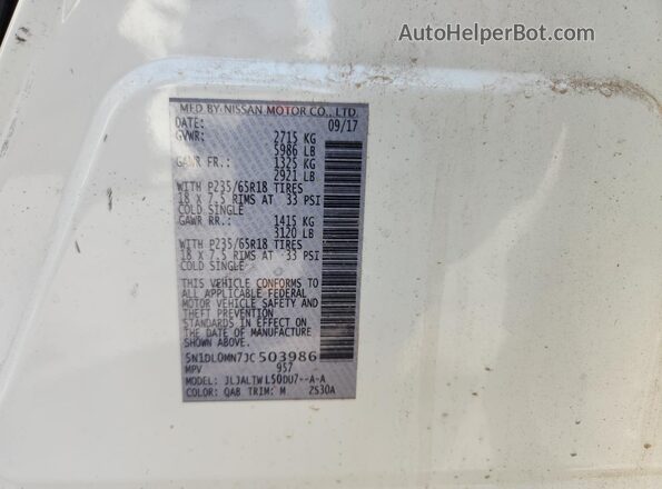 5N1DL0MN7JC503986 2018 INFINITI QX60 White 
