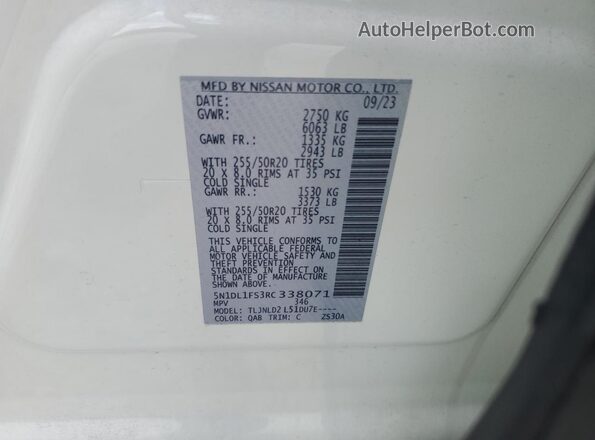 5N1DL1FS3RC338071 2024 INFINITI QX60 White 