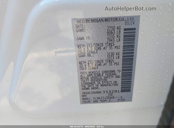 5N1DL1HU6RC353291 2024 INFINITI QX60 Белый Вид подкапотного пространства