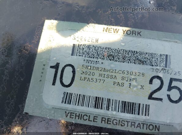 5N1DR2BM2LC630328 2020 NISSAN PATHFINDER White 