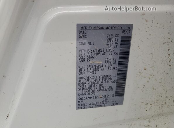 5N1DR2MN6JC603250 2018 NISSAN PATHFINDER White 