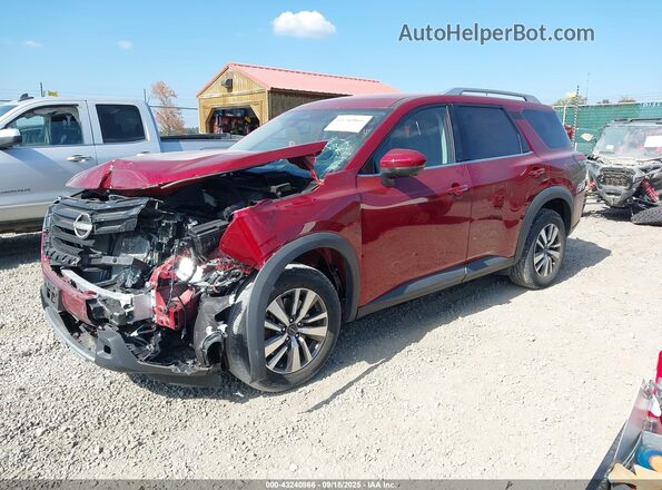 5N1DR3CC2PC208707 2023 NISSAN PATHFINDER Maroon წინა მარცხენა ხედი სამი მეოთხედიდან
