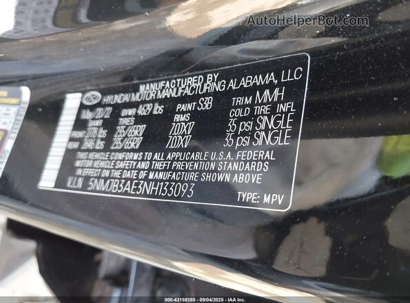 5NMJB3AE3NH133093 2022 HYUNDAI TUCSON Black Շարժիչի բաժամունքի տեսք