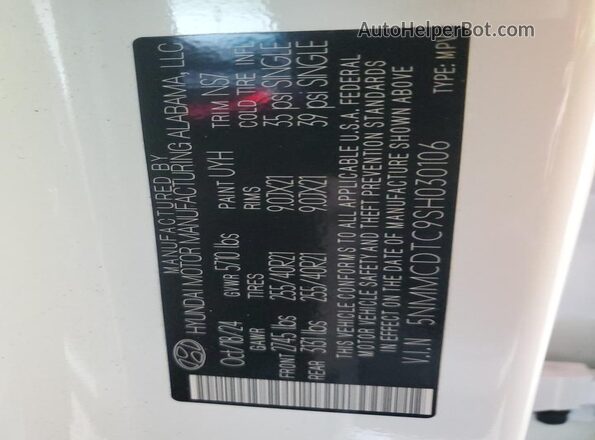 5NMMCDTC9SH030106 2025 GENESIS GV70 Белый Вид наклейки с VIN-кодом