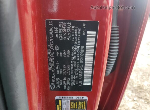 5NMP24GL0SH109898 2025 HYUNDAI SANTA Красный Вид наклейки с VIN-кодом