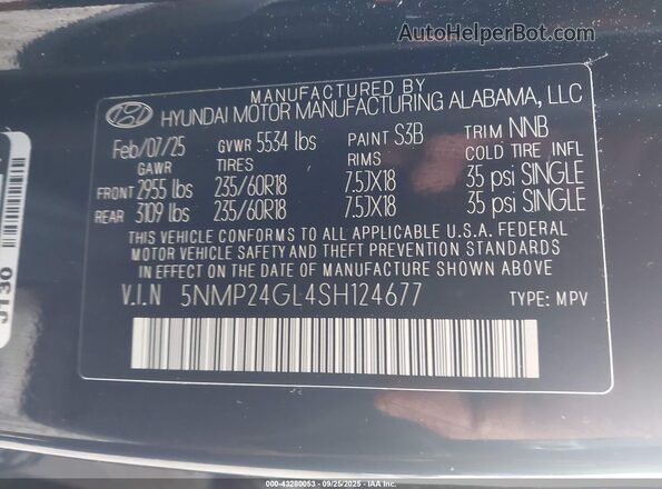 5NMP24GL4SH124677 2025 HYUNDAI SANTA FE Black Engine compartment view