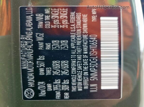 5NMP3DGL1SH106540 2025 HYUNDAI SANTA Green 