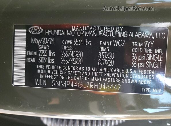 5NMP44GL7RH048442 2024 HYUNDAI SANTA Green 