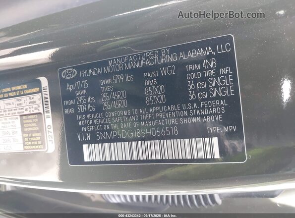 5NMP5DG18SH056518 2025 HYUNDAI SANTA FE HYBRID Green Вид підкапотного простору