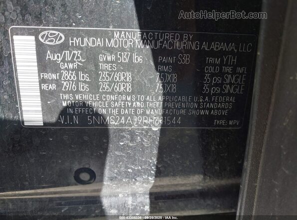 5NMS24AJ9PH611544 2023 HYUNDAI SANTA FE Black Շարժիչի բաժամունքի տեսք