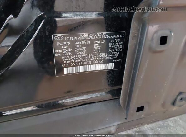 5NMS33AD2LH206959 2020 HYUNDAI SANTA FE Black Vista del compartimento del motor