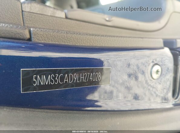 5NMS3CAD9LH274028 2020 HYUNDAI SANTA FE Blue Vista del compartimento del motor