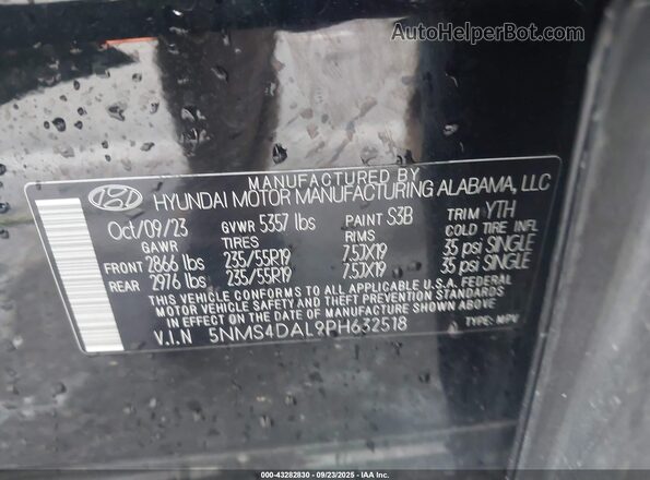5NMS4DAL9PH632518 2023 HYUNDAI SANTA FE Black Vista del compartimento del motor