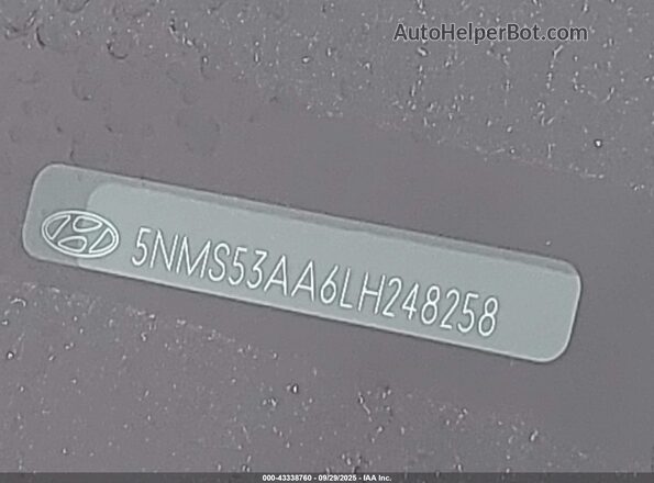 5NMS53AA6LH248258 2020 HYUNDAI SANTA FE White 