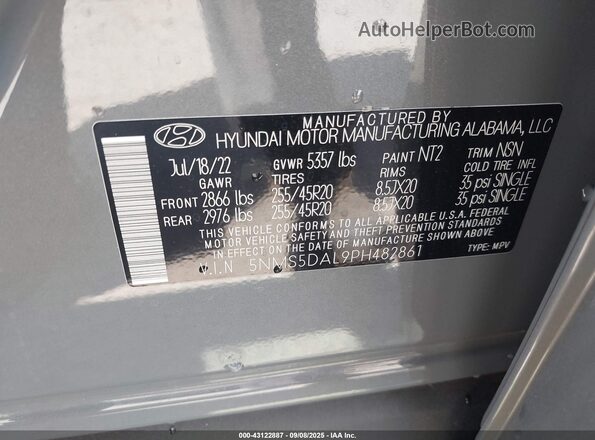 5NMS5DAL9PH482861 2023 HYUNDAI SANTA FE CALLIGRAPHY Gray Вид підкапотного простору